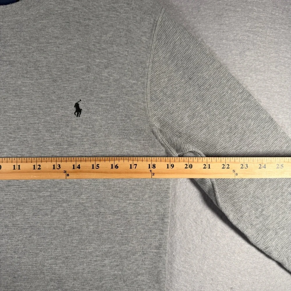 Polo Ralph Lauren Mens Gray Waffle Knit Thermal Long Sleeve Shirt Size Large
